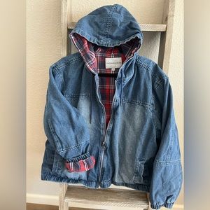 Denim Jean Hoodie Jacket with Flannel lining.